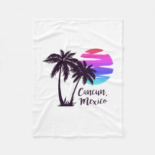 Cancun Mexico Beach Summer Vacation Palm Trees Sun Fleece Blanket