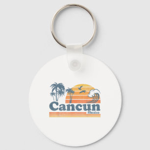 Cancun Mexico Beach Summer Vacation Sun Vintage 70 Key Ring