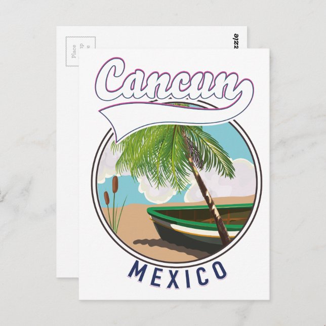 Cancun Mexico Beach travel logo Postcard (Front/Back)
