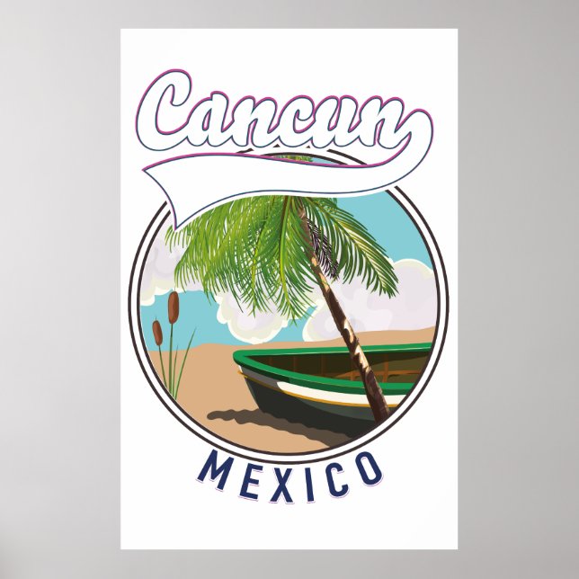 Cancun Mexico Beach travel logo Poster (Front)