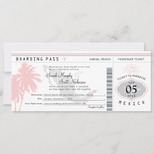 Cancun Mexico Boarding Pass Destination Wedding Invitation