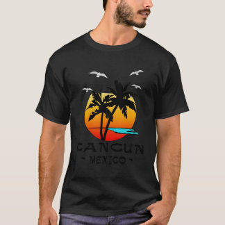 Cancun Mexico Caribbean Beach Sea Palms Seagulls T-Shirt