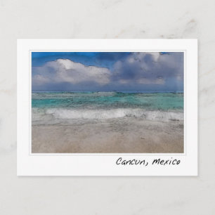 Cancun Mexico Caribbean Ocean   Beach Postcard