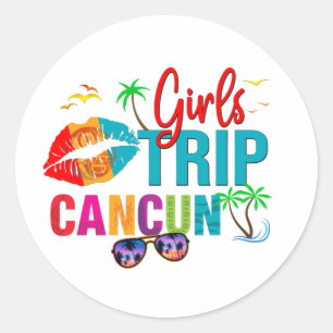 Cancun Mexico Girls Trip Colourful Vacations Classic Round Sticker