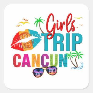 Cancun Mexico Girls Trip Colourful Vacations Square Sticker