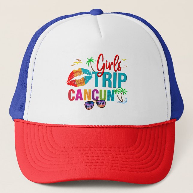 Cancun Mexico Girls Trip Colourful Vacations  Trucker Hat (Front)