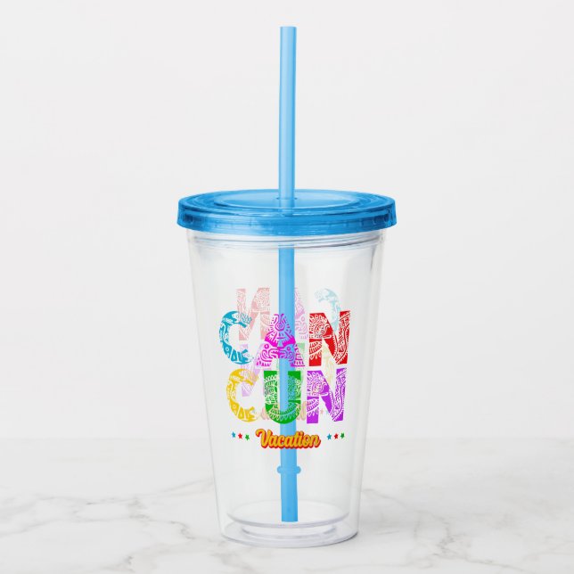 Cancun Mexico Group Vacation Adventure  Acrylic Tumbler (Front)