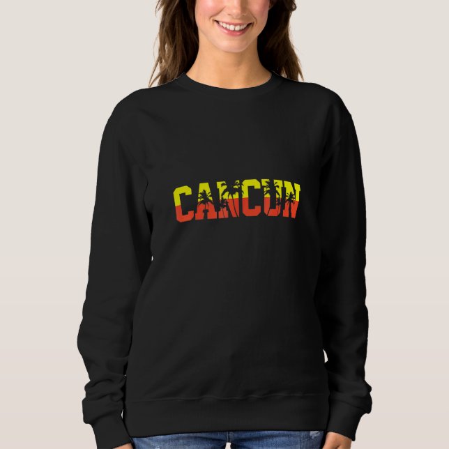 Cancun Mexico Palm Tree Sunset 1 Sweatshirt (Front)