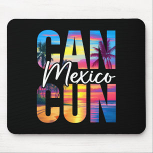 Cancun Mexico Palm Tree Sunset Beach Summer Vacati Mouse Pad