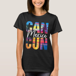 Cancun Mexico Palm Tree Sunset Beach Summer Vacati T-Shirt