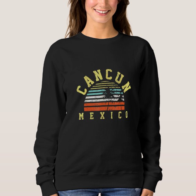 Cancun Mexico Palm Tree Sunset Sweatshirt (Front)