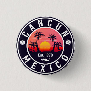 Cancun Mexico Palm Tree Vintage Travel Souvenir 3 Cm Round Badge