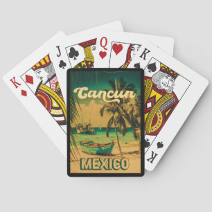 Cancun Mexico Palm Tree Vintage Travel Souvenir Playing Cards