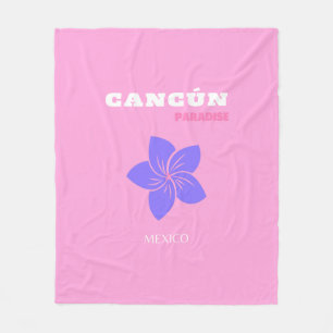 Cancun, Mexico, Pink, Preppy, Preppy Room Fleece Blanket