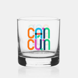 Cancun Mexico Pop Art Personalised Whiskey Glass
