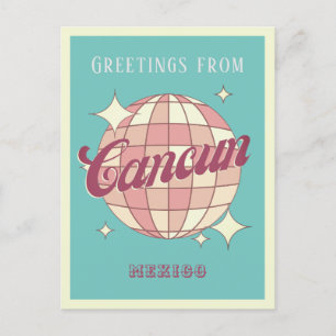 Cancun Mexico Retro Vintage Party Postcard