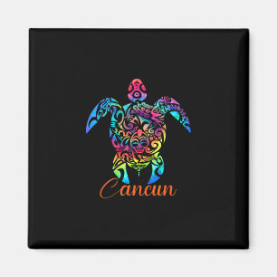 Cancun Mexico Sea Turtle Beach Vacay Trip Tie Dye Magnet