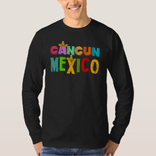 Cancun Mexico Sombrero Colourful Typography T-Shirt