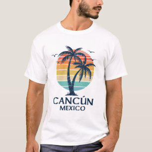 Cancun Mexico Souvenir Beach Sunset Vintage Women T-Shirt
