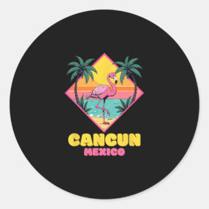 Cancun Mexico Souvenir Flamingo Family Matching Ca Classic Round Sticker