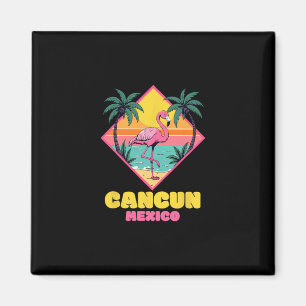 Cancun Mexico Souvenir Flamingo Family Matching Ca Magnet