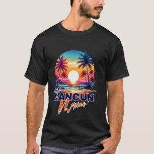 Cancun Mexico Sunset Beach Palm Tree Trip Souvenir T-Shirt