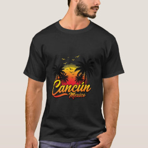 Cancun Mexico Sunset Palm Tree Beach Summer Vacati T-Shirt