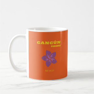 Cancun, Mexico, Travel Art, Tropical Art, Orange Coffee Mug