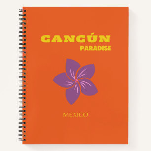 Cancun, Mexico, Travel Art, Tropical Art, Orange Notebook