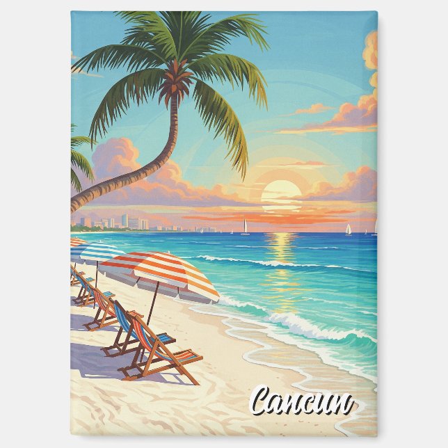 Cancun Mexico Travel Beach Magnet (Front)