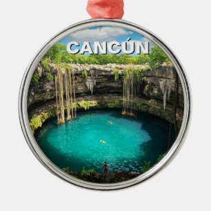 Cancun Mexico Travel Cenote Metal Ornament