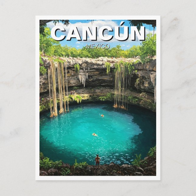 Cancun Mexico Travel Cenote Postcard (Front)