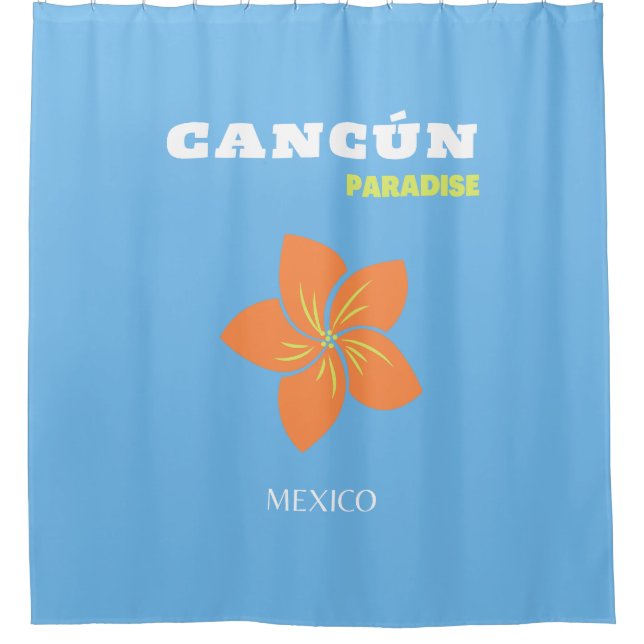 Cancun, Mexico, Tropical Art, Travel Art, Preppy Shower Curtain (Front)