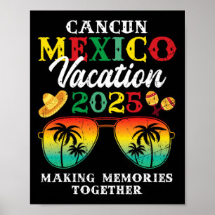 Cancun Mexico Vacation 2025 Trip Beach Matching Fa Poster