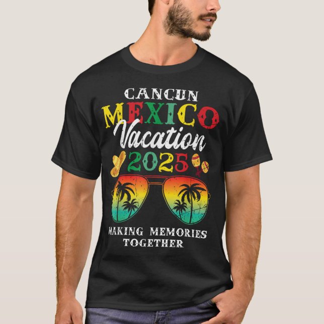  Cancun Mexico Vacation 2025 Trip Beach Matching  T-Shirt (Front)