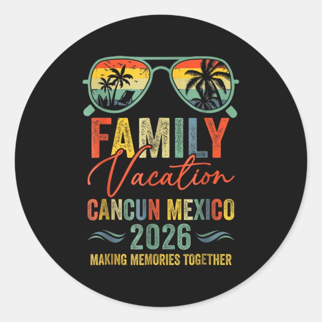 Cancun Mexico Vacation 2026 Matching Family Group  Classic Round Sticker (Front)