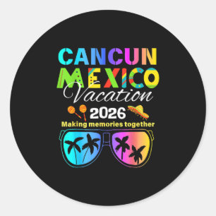 Cancun Mexico Vacation Beach 2026 Trip Group Squad Classic Round Sticker