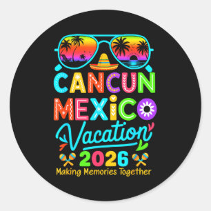Cancun mexico vacation beach 2026 trip matching classic round sticker