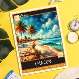 Cancun, Mexico Vintage Painting Postcard