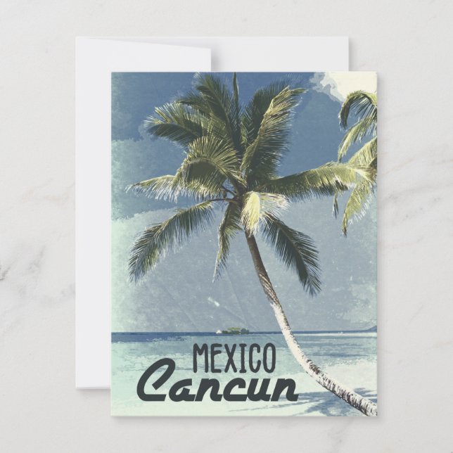 Cancun, Mexico, Vintage Travel Wanderlust Vacation Card (Front)