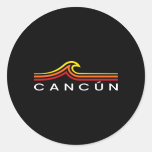Cancun Mexico Waves Vintage Mens Womens Girls Boys Classic Round Sticker