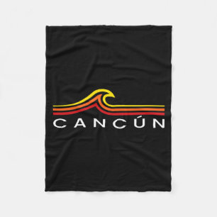 Cancun Mexico Waves Vintage Mens Womens Girls Boys Fleece Blanket