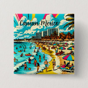 Cancun, Mexico with a Pop Art Vibe 15 Cm Square Badge
