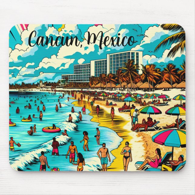 Cancun, Mexico with a Pop Art Vibe Mouse Pad (Front)
