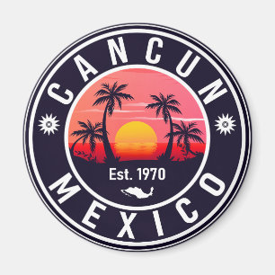 Cancun Palm Tree Retro 80s Mexican Playa Magnet