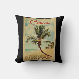 Cancun Palm Tree Vintage Travel Cushion