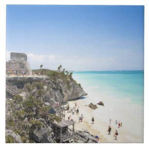 Cancun, Quintana Roo, Mexico - Ruins on a hill Ceramic Tile