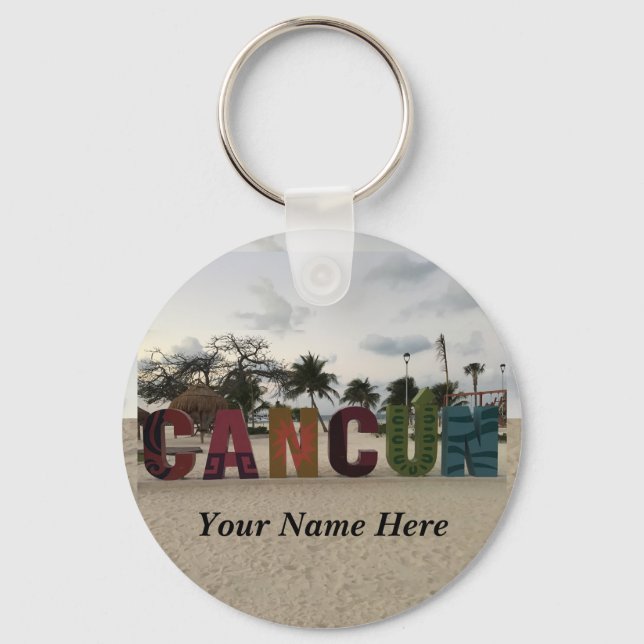 Cancun Sign - Playa Delfines, Mexico #1-2 Keychain (Front)