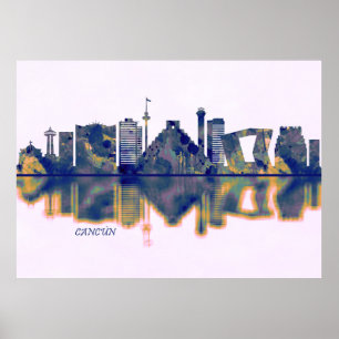 Cancun Skyline Poster