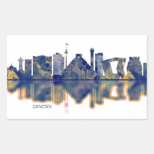 Cancun Skyline Rectangular Sticker